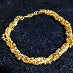 Brassy rope & bead bracelet